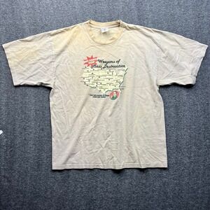 Vintage T Shirt Mens 2XL Tan Alore Weapons of Mass Destruction Graphic Tee USA‎